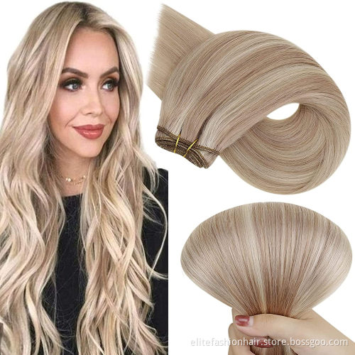 Sillky straight 100g 12-30 inch 1pc Human Weft Remy Hair Extensions Double Wefts Human Hair Bundles Sew in Weft Hair Extensions